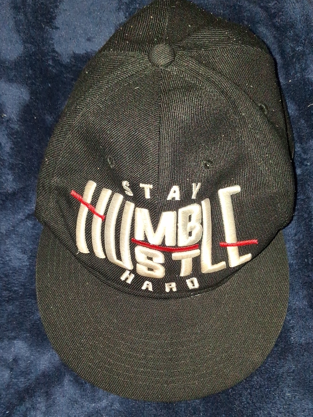 Stay Humble Hustle Hard Embroidered Black Snapback Hat